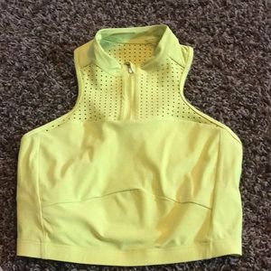 Cropped Lululemon Athletic Top Rib Zip Front Cropped Run Tank Top Green Size 0-2